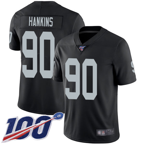 Men Oakland Raiders Limited Black Johnathan Hankins Home Jersey NFL Football #90 100th Season Jersey->nfl t-shirts->Sports Accessory